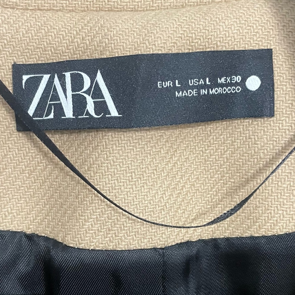 ZARA Premium Monteco Camel Wool Blend Coat Size L Quiet Luxury - Picture 6 of 9